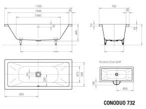 картинка Стальная ванна Kaldewei Conoduo 170x75 см покрытие Easy-clean от магазина Одежда+