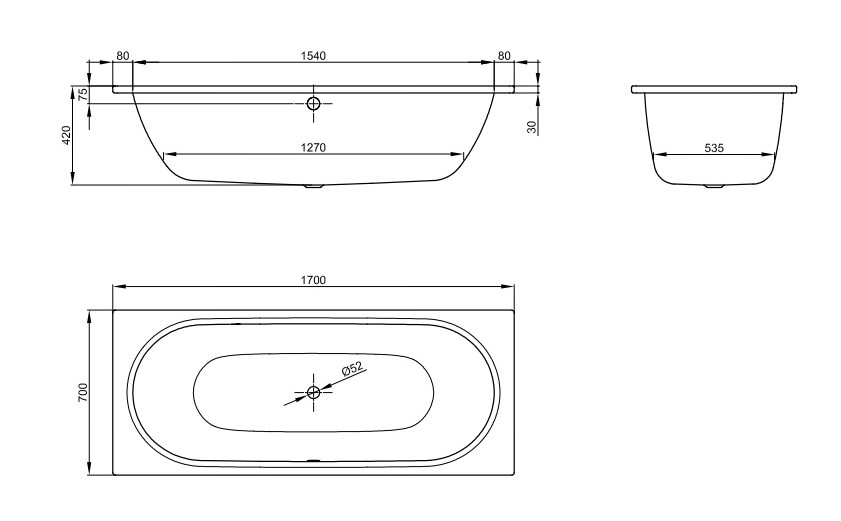 картинка Стальная ванна Bette Starlet 170x70 см, 1730-000AR от магазина Одежда+
