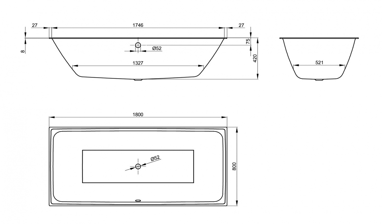 картинка Стальная ванна Bette Loft 180x80 см, 3172-000 от магазина Одежда+