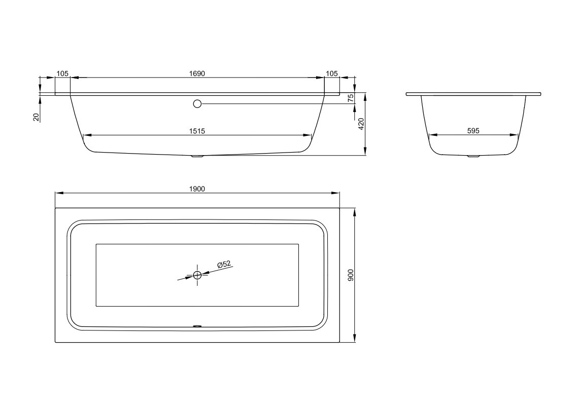 картинка Стальная ванна Bette One 190x90 см, 3314-000 от магазина Одежда+