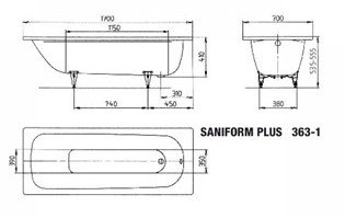 картинка Стальная ванна Kaldewei Saniform Plus 170x70 см от магазина Одежда+