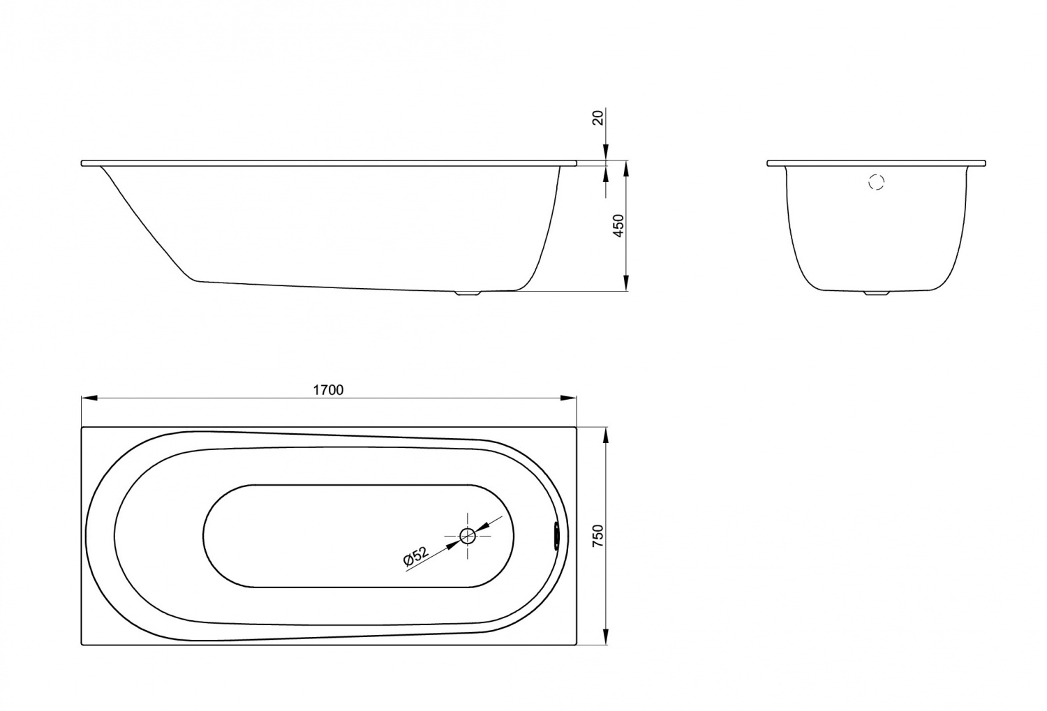 картинка Стальная ванна Bette Comodo 170x75 см, 1250-000 от магазина Одежда+