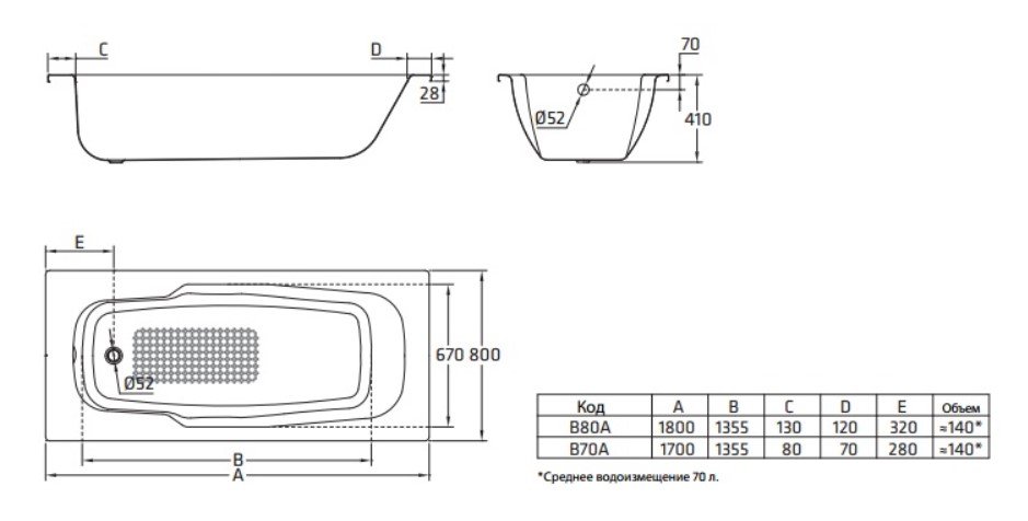 картинка Стальная ванна BLB Atlantica 180x80 см от магазина Одежда+