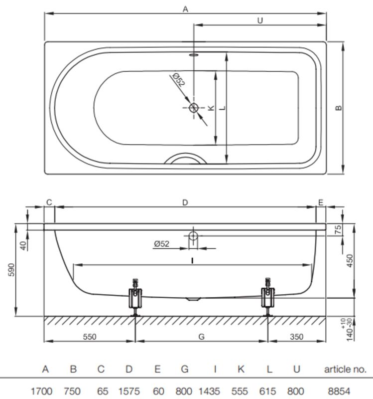 картинка Стальная ванна Bette Ocean 170х75 см, 8854-000 от магазина Одежда+