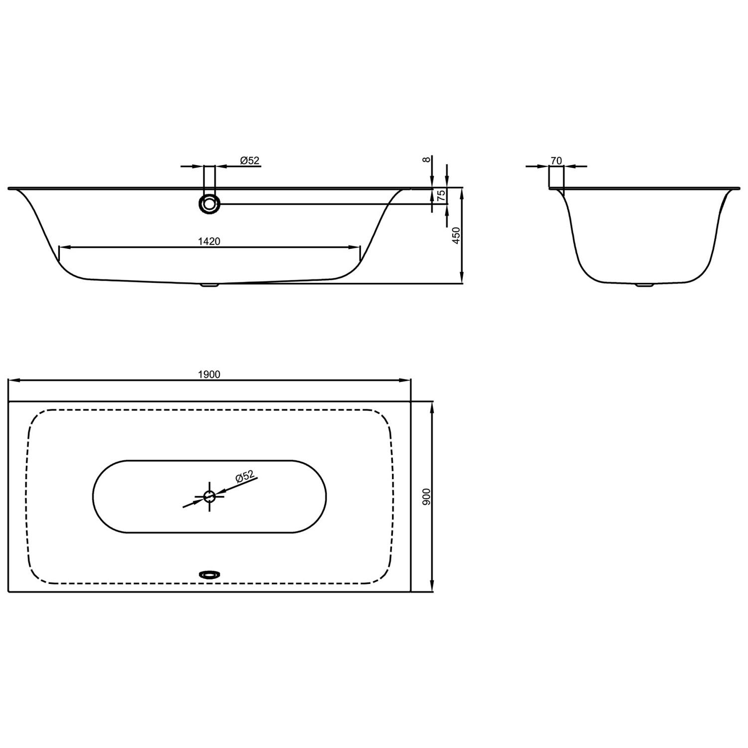 картинка Стальная ванна Bette Lux 190x90 см, 3442-000AR от магазина Одежда+