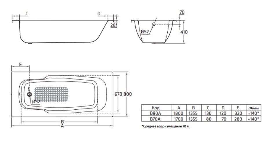 картинка Стальная ванна BLB Atlantica HG 180x80 см от магазина Одежда+