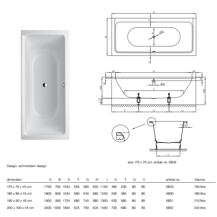 картинка Стальная ванна Bette Free 200x100 см, 6832-000 от магазина Одежда+