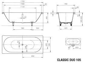 картинка Стальная ванна Kaldewei Classic Duo 170x70 см от магазина Одежда+